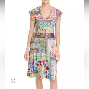 Johnny Was Anika Mixed Print Tea Dress